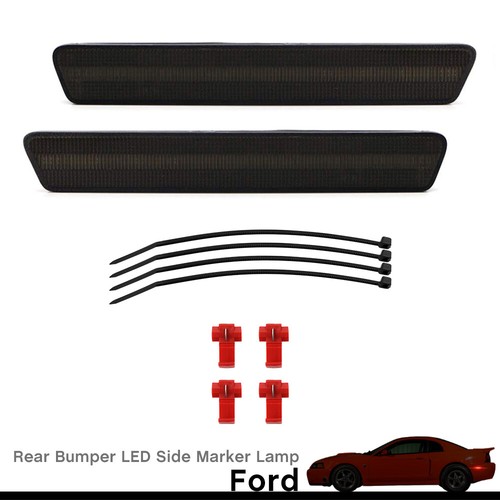 2Pcs Rear Red Led Bumper Side Marker Light for 1999-2004 Ford Mustang Smoke Lens - Bild 5 von 10