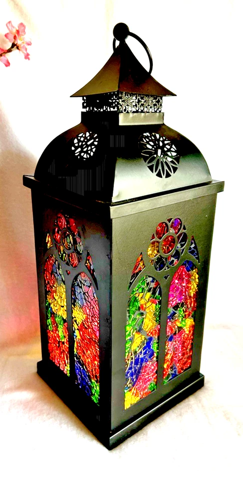 Panel de vitral linterna marroquí 15,5" de alto Foto 2 de 4