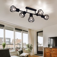 Deckenleuchte Spotlampe Schlafzimmerleuchte Gitter Schwarz 5 Flammig L 90 Cm