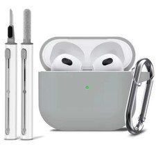 AirPods 4 Case with Cleaner Kit, Soft Silicone, Keychain, grey
