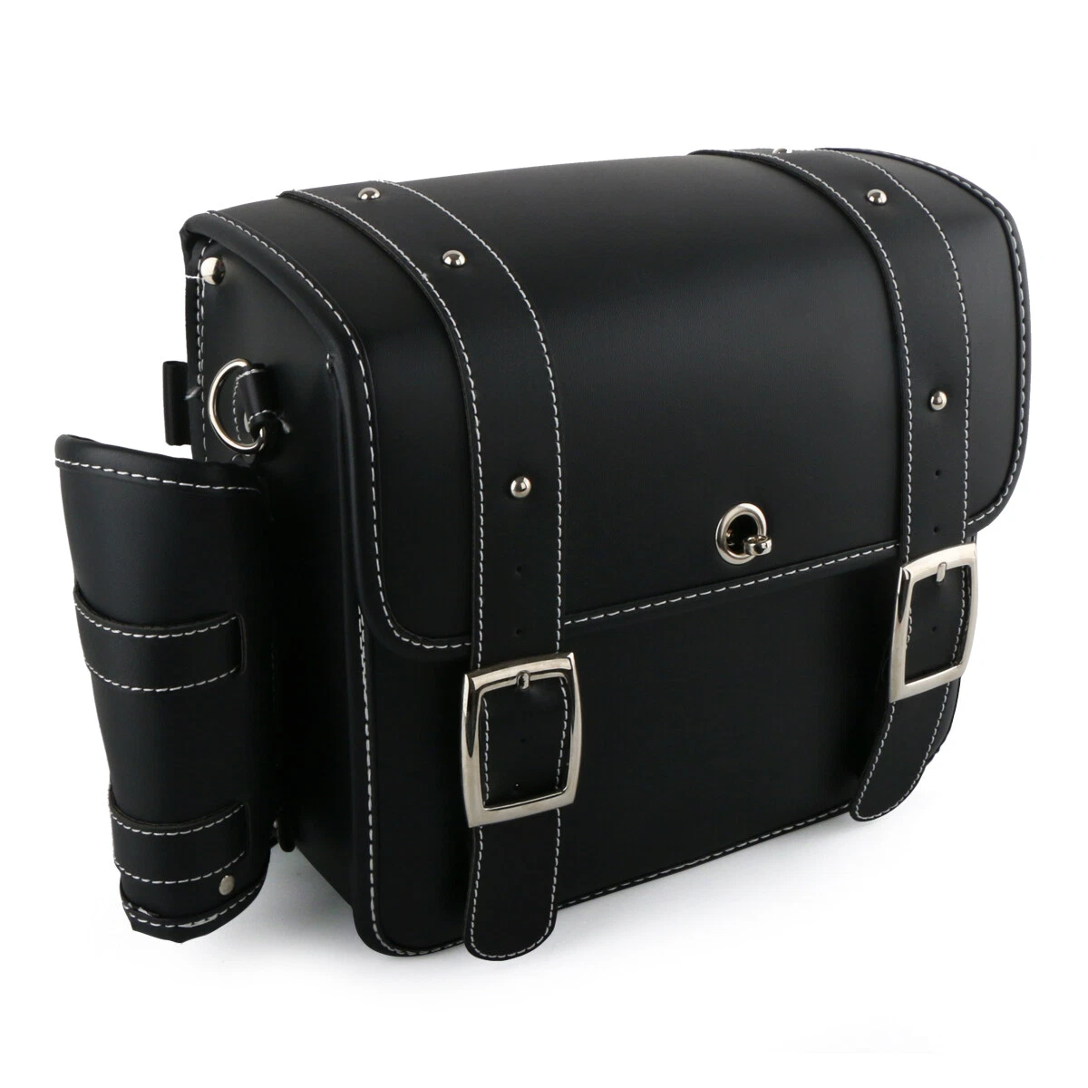 Motorcycle PU Leather Side Saddlebags Cup Holder Bag Universal Fit For Sportster