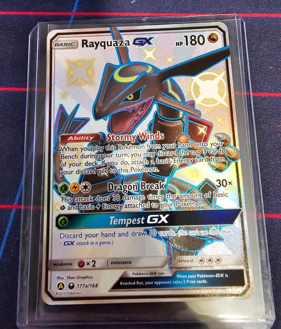 SHINY FULL ART Rayquaza GX 177a/168 ULTRA RARE Alternate Hidden Fates  Pokemon LP