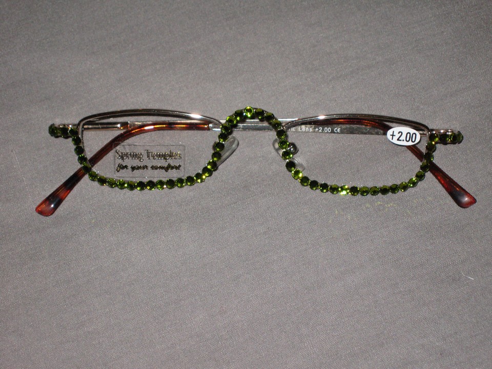 Made with Swarovski Crystal Jeweled Reading Glasses Bling +2.00 Frames