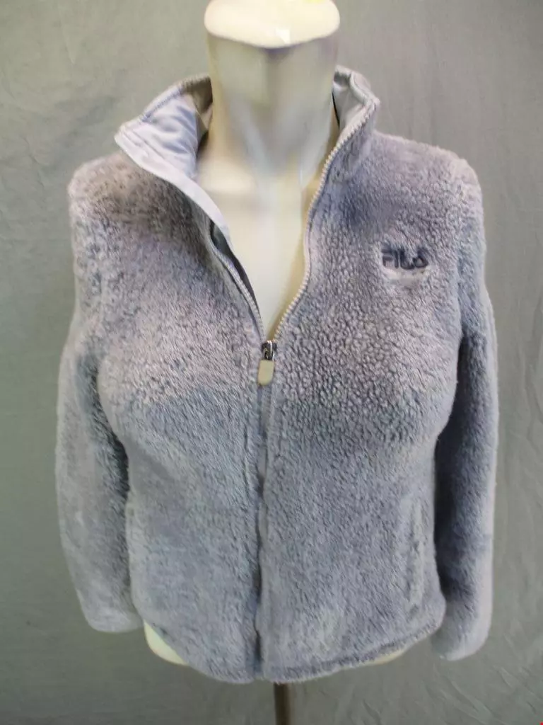 FILA Size M(10-12) Girl Gray Full Zip Windproof Active Plush Fleece Jacket  3G544