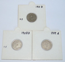 5 Pfennig  1908 D 1911 D Bayern 1909 A Preussen  Kaiserreich  Deutsches Reich