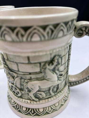 Tazza Stein ceramica verde carro romano fatta a mano vintage 1974 set di tre - Foto 3 di 9