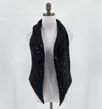 Joy Rich Los Angeles Black Lace Sequin Matador Vest Sz S