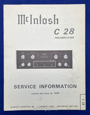 Original McIntosh C28 / Preamplifier Service Information Manual #4