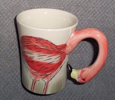 Ermo Zoo 100% Handbemalt Rosa Flamingo Porzellan Becher - Neu - Selten