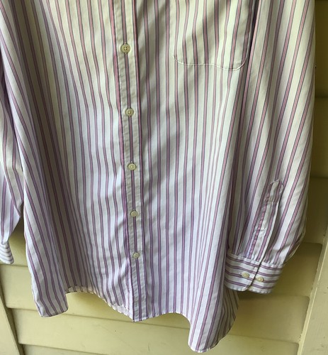 Gazman White Stripe Shirt 45/46 Blue & Pink 100% Cotton Men’s Long Sleeve - Picture 2 of 6