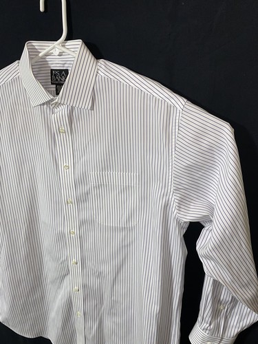 Jos. A. Bank sz 16.5 - 35 Mens Long Sleeve Button Up Front Dress Shirt Stripe - Picture 5 of 10