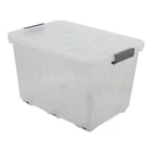 Jolie Max 72L Storage Boxes with Wheels. Stackable & Transparent, Lids & Buckles