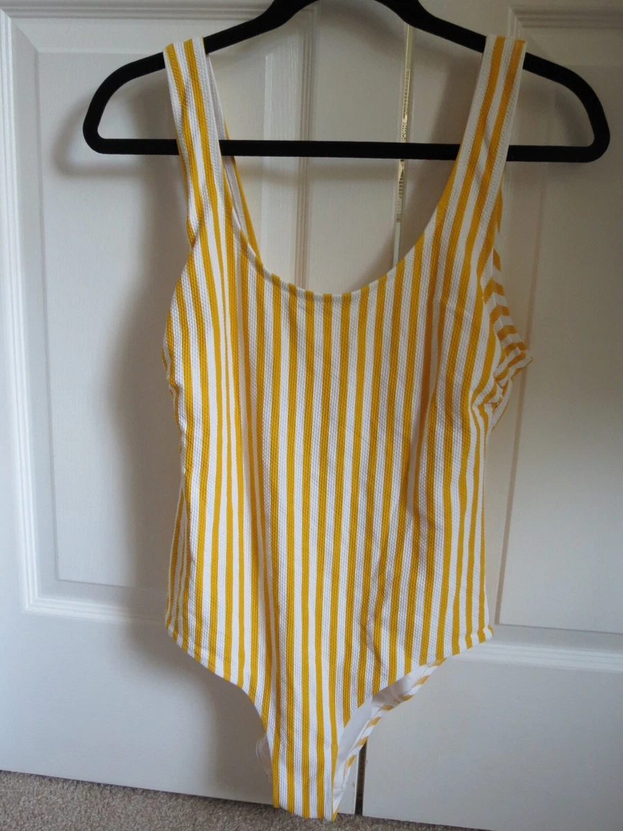 Yellow and white outlet one piece swimsuit