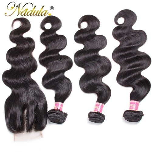 Body Wave Bundles 4x4  Indian Hair With Closure Free Part Middle Part/Three Part - Picture 10 of 16