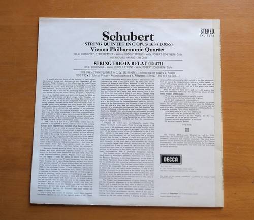 SXL 6173 WB Schubert String Quintet Trio Vienna Philharmonic NEAR MINT Decca ED3 - Picture 5 of 5