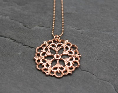 Blume des Lebens Anhänger Halskette Rosegold Farbe Rose Gold Ornament Mandala