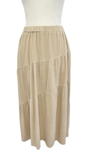THANNE Womens Tan Beige Peasant Layered A-Line Linen Blend Skirt Size 10 - Picture 4 of 10
