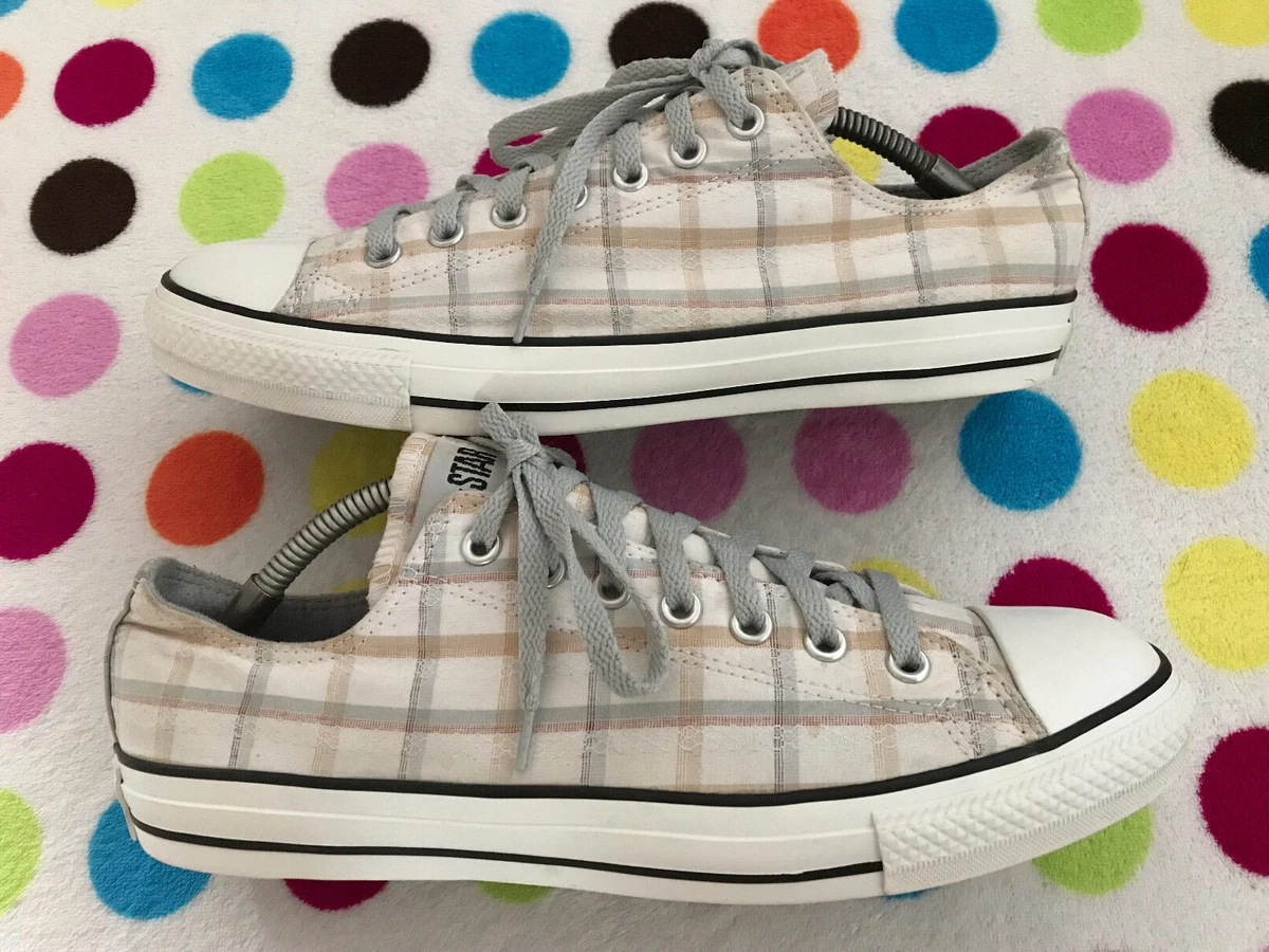 CONVERSE ALL STAR BROWN GREY PLAID 121999 LOW TOP TRAINERS SIZE UK