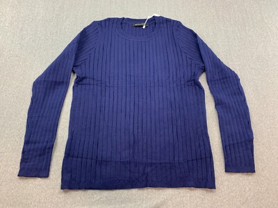 Merokeety Ribbed Sweater Women Size XL Navy Blue Soft Preppy Classic Layer Piece
