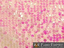 Sequin Clear NEW Paillette Dangle Mesh PEACH Fabric / 52" W / Sold by the yard
