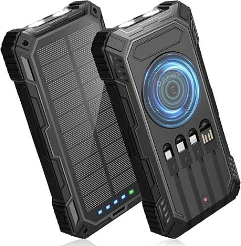 High-Capacity 49800mAh Solar Power Bank - Wireless Fast Charging Portable Phone Charger in Black High-Capacity 49800mAh Solar Power Bank - Wireless Fast Charging Portable Phone Charger in Black