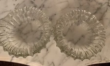 Vintage Ashtrays Clear Glass Crystal Set Of 2 Pieces