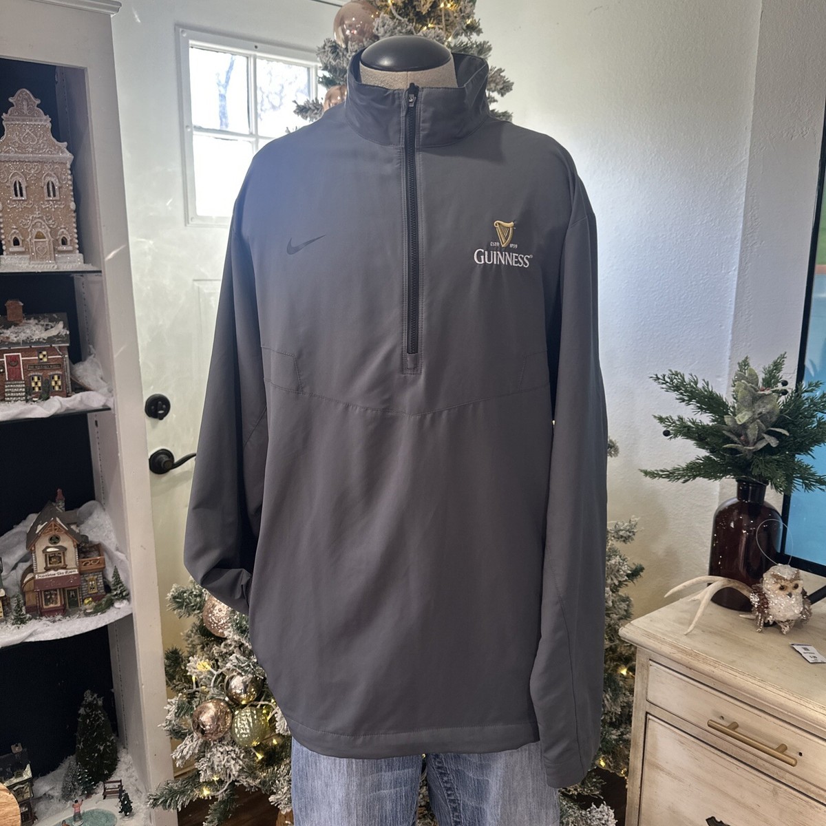 Nike Guinnes Pullover Men XL Gray 1/4 Zip Golf Windbreaker | eBay