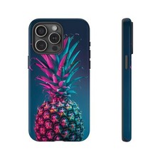 Phone Cover for Galaxy, Pixel, iPhone Case - Abstract Pineapple Pink Blue
