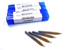 Carbide Stub End Mills 1/32" 4FL TiN 1/16" LOC x 1-1/2" OAL 4 Pcs