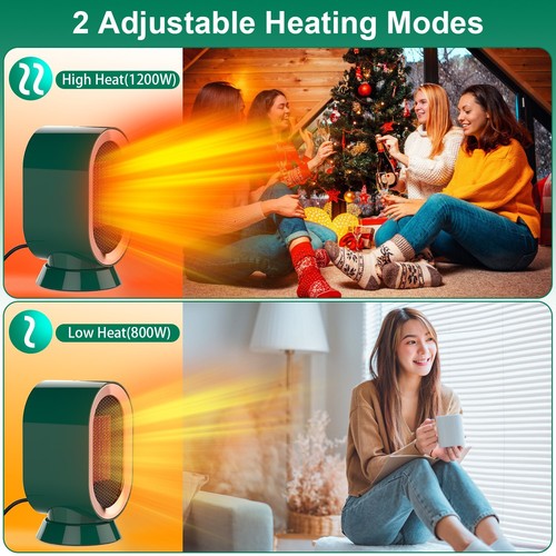 Electric Space Heater 1200W Oscillating Space Heater Fan Indoor Use Desk Heater - Picture 4 of 27
