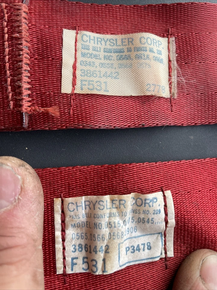 Juego de cinturón de seguridad trasero Dodge Aspen 1977 - excelente estado - totalmente funcional Foto 3 de 4