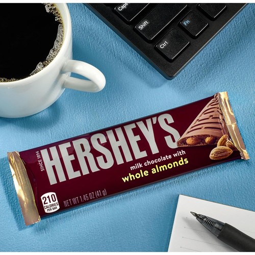 HERSHEY'S Milk Chocolate with Whole Almonds Candy Bars, 1.45 oz 36 Count - Picture 4 of 6