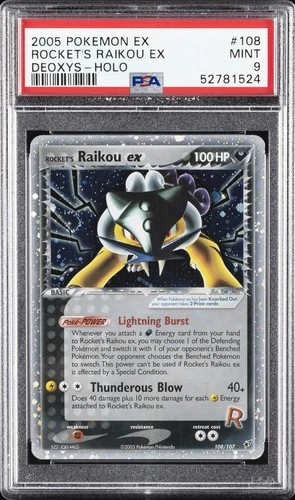 2005 POKEMON EX DEOXYS #108 ROCKET'S RAIKOU EX-HOLO PSA 9
