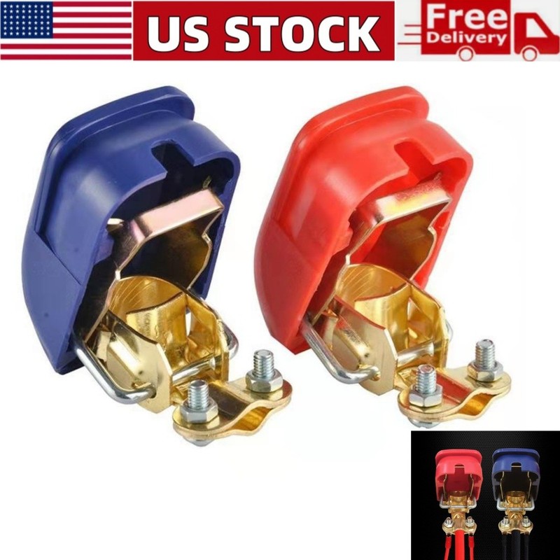 2PCS SUV Car Battery Terminal Connector Quick Release Disconnect Top Post Clamp