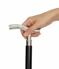 Vintage Style Wooden Cane with Silver Handle, 3-Piece Design Walking Stick