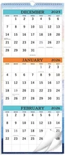 2026 Wall Calendar - January 2026 - December 2026, 3-Month Display Vertical Cale