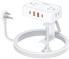 Desk Clamp Power Strip, Desktop Mount Charging Station with 4 Outlets 4 USB P...