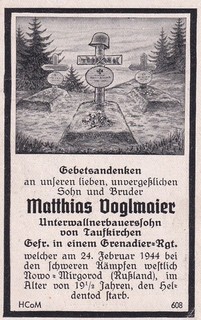 WWII German Grenadier Death Card KIA Novo Mirgorod Ukraine Age 19 1944