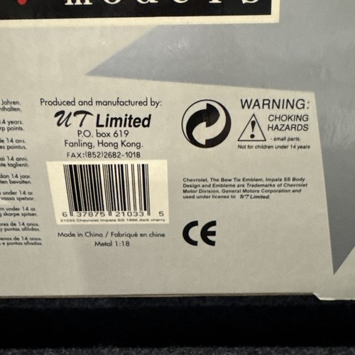 UT Models 1996 Chevy Impala SS 1:18 Diecast DCM Dark Cherry #0597 NIB Metal Car - Picture 14 of 24