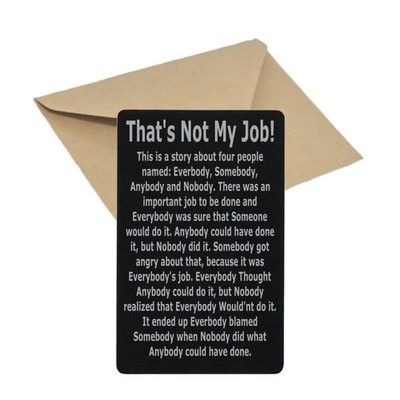 Workplace Humor Wallet Insert Card   Everybody Somebody Nobody Story Funny Gift