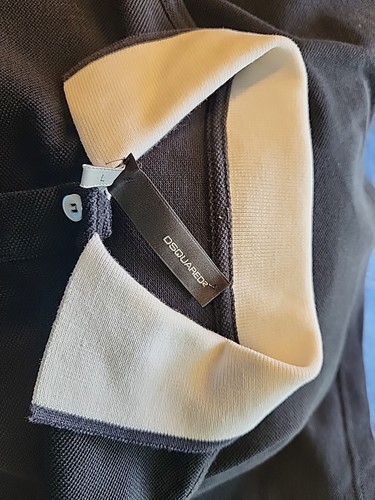 Dsquared² CHIC STEVE Black/Ivory Polo Shirt cotton Luxury Made in Italy men's L - Picture 12 of 16