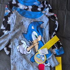 SEGA Sonic the Hedgehog Boys Pajama Set Blue Gray Black Cotton Size 6