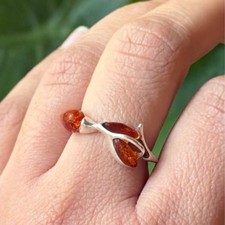Baltic Amber Ring Modernist Design Size 6
