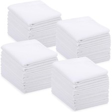 100 Pcs Solid White Cotton Handkerchiefs for Men Bulk Pocket Square Men's Han...