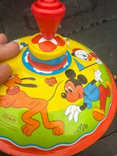 Vintage Straco Disney Tin Spinning Top Western Germany Mickey Donald Goofy Pluto