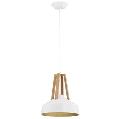 Pendelleuchte Metall Holz 33 cm breit H: max. 95 cm E27 Skandinavisch Hängelampe - Bild 1 von 3