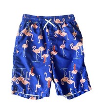 Old Navy Boys Sz XL 14/16 Multicolor Tribal Palm Tree Print Lined Swim Trunks