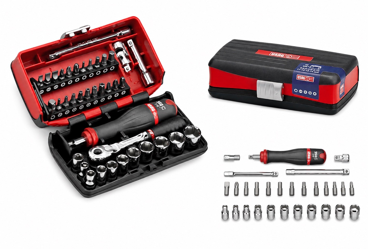 Kit bussole esagonali inserti cricchetto prolunghe 1/4 - USAG 609 1/4 EBP