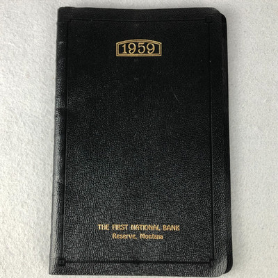 VTG 1959 DESK DIARY Advertising First National Bank Reserve Montana Calendar
