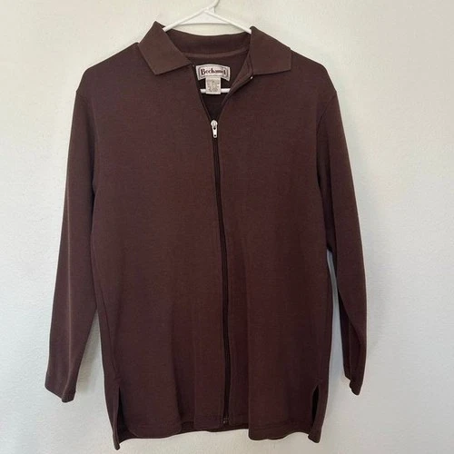 Vintage Bechamel Brown Zip-Up Knit Jacket Made in Korea - product listing photo